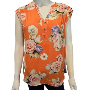 CANDIE'S Short Sleeve V-Neck Floral Blouse Size S